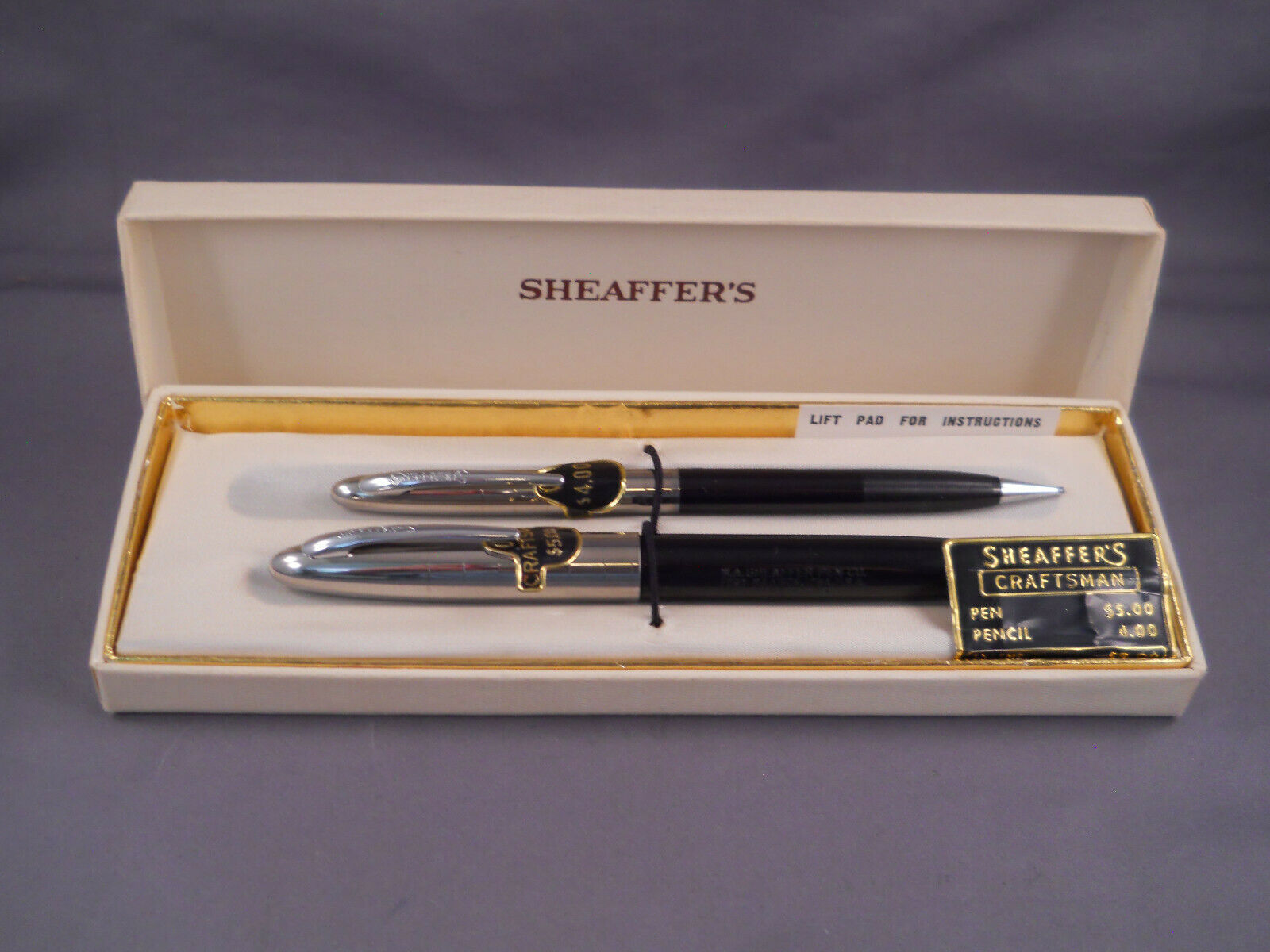 Sheaffer Vintage Black Craftsman Touchdown Fill Fountain Pen Set--new Old Stock